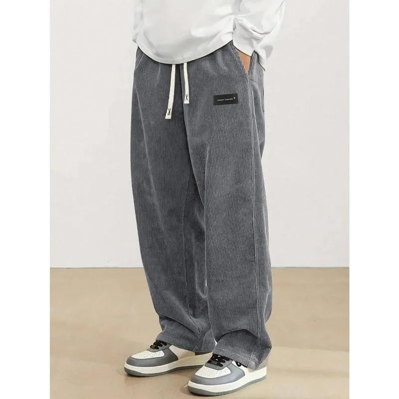 Men'S Thermal Winter Pants with Drawstring Waist - Beige Non-Stretch Trousers, Men's Sweatpants