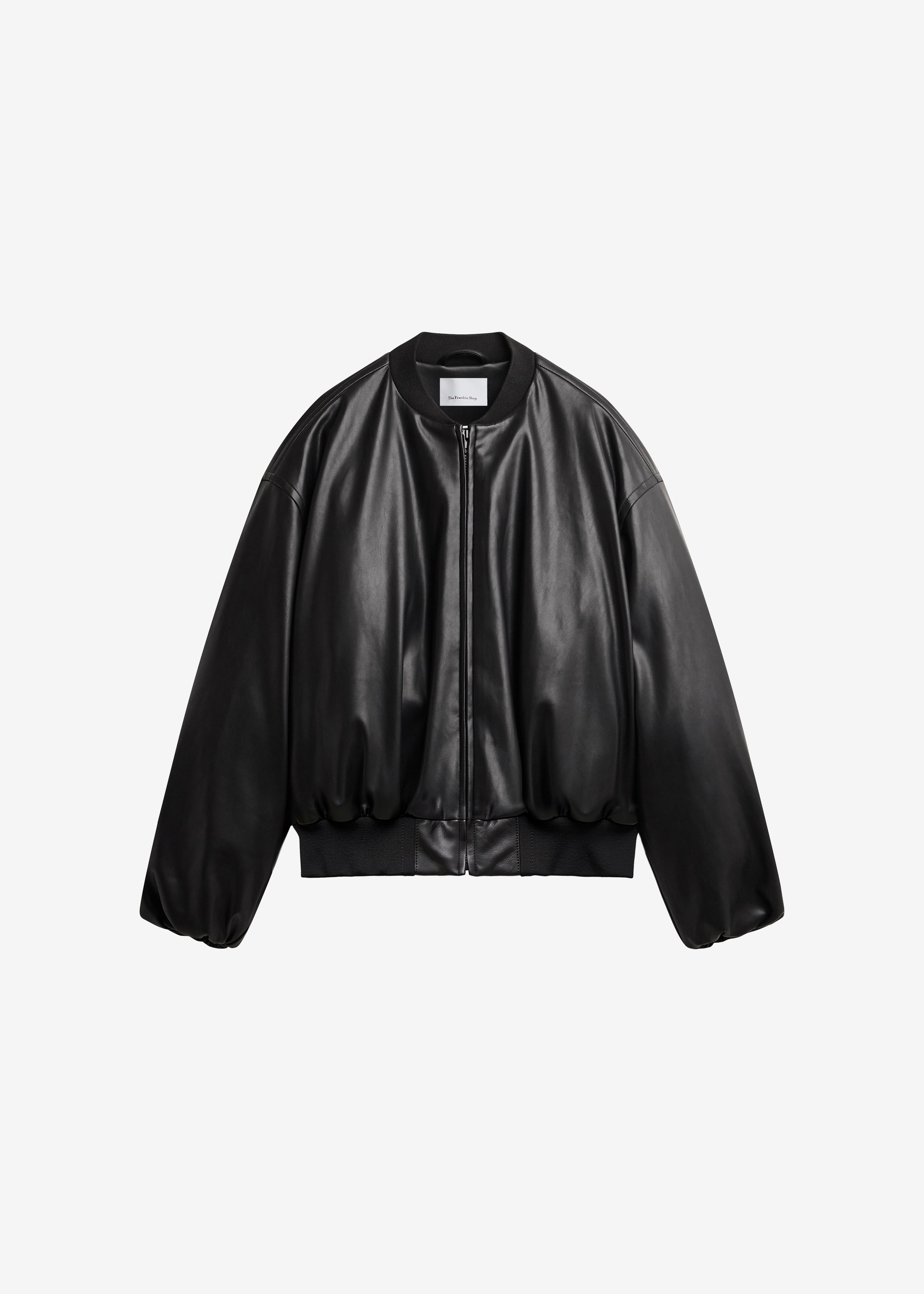 Arolla Faux Leather Draped Jacket - Black