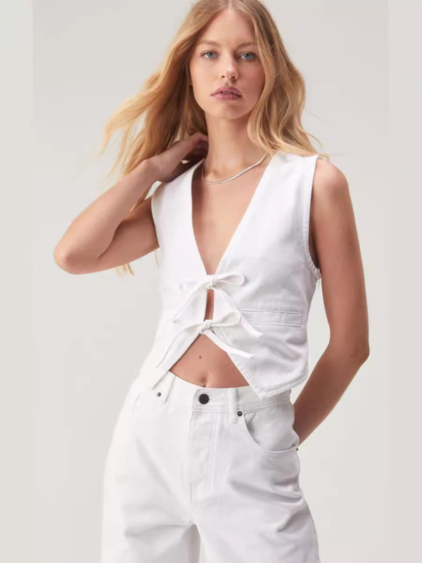 Hot Girl Denim Deep V Vest
