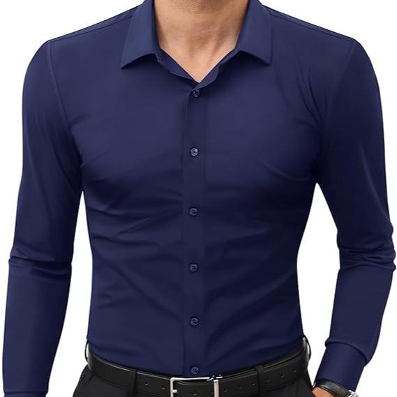 🔥10-Pack (one of each color)🔥Men’s Stretch Slim-Fit Long Sleeve Dress Shirt