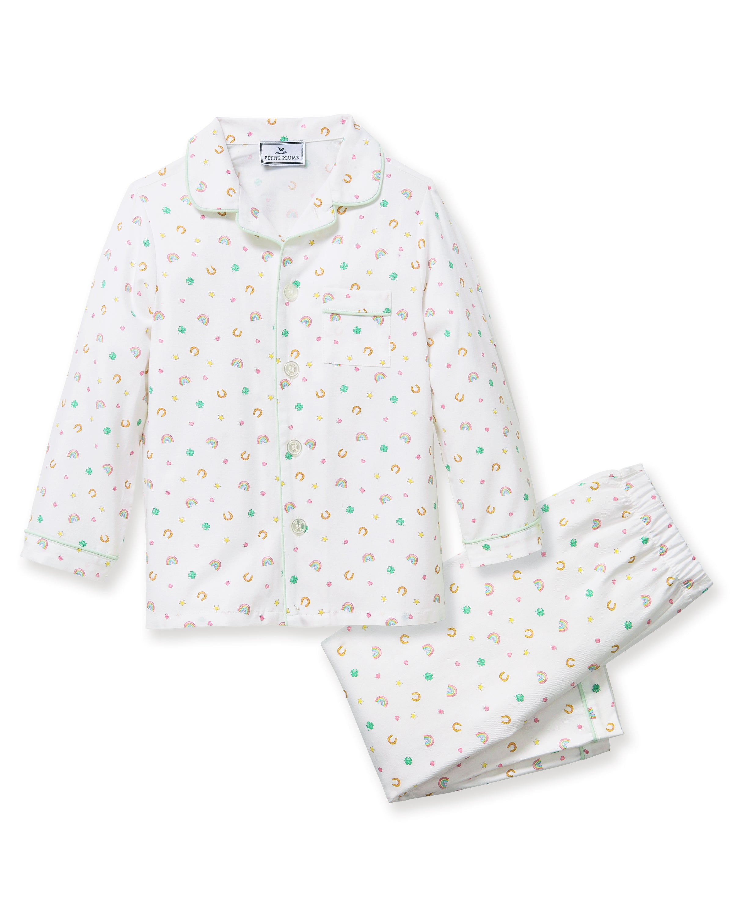 Kid's Twill Pajama Set in Good Luck Charms