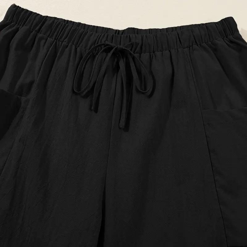 Women's Plus-Size Wide-Leg Pants — Pure Cotton Loungewear with Pockets