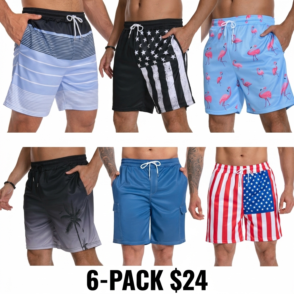 Men's 2-in-1 Swim Trunks – Compression Liner, No-Chafing Boardshorts with Pockets