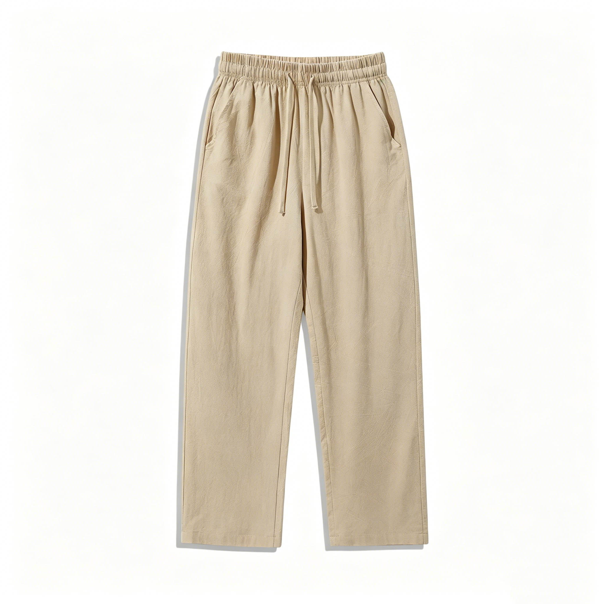 Unisex 100% Cotton Linen Wide Leg Pants – Elastic Drawstring Summer Trousers