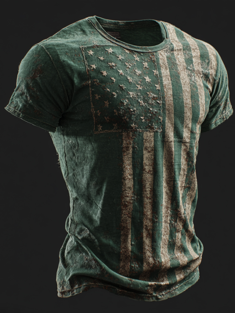 Men's casual American 250th anniversary printed T-shirt