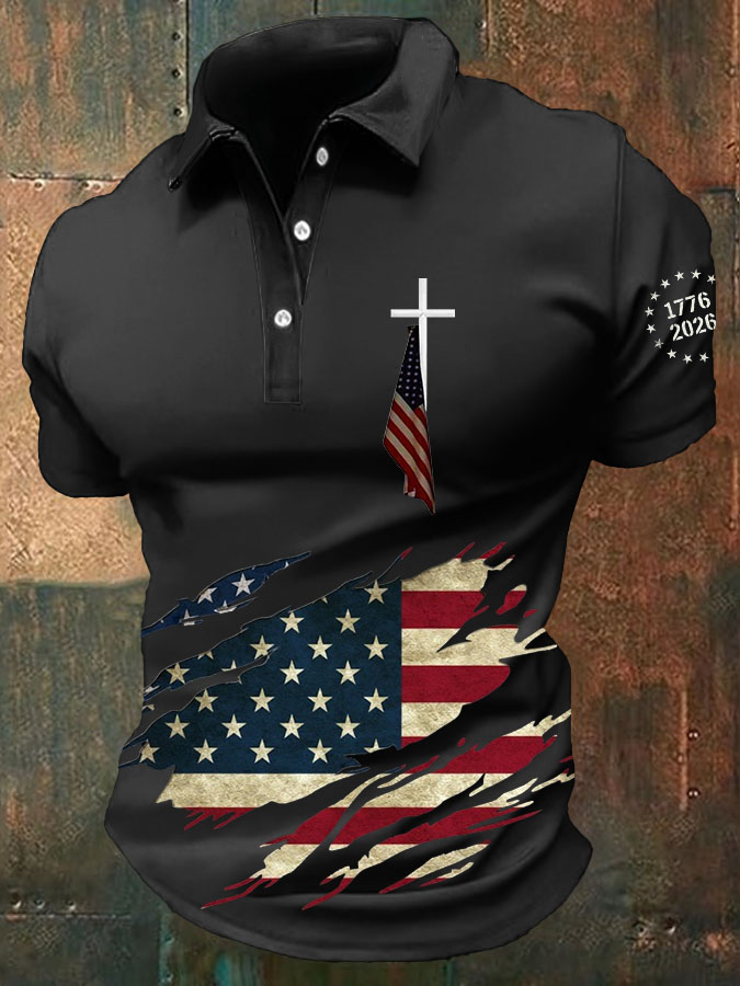 Men's 250th Anniversary Printed Casual Polo Shirt