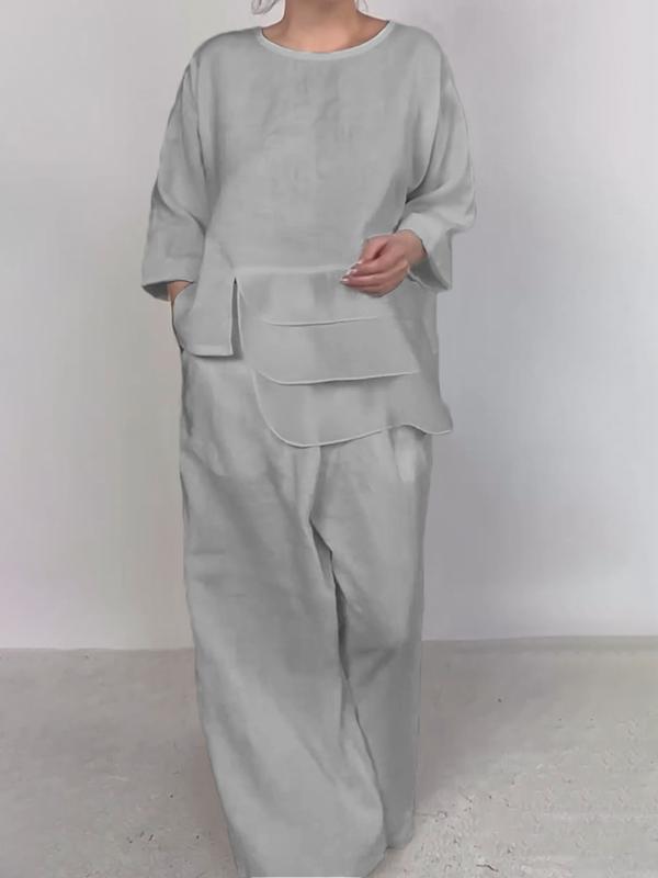 Women Stylish Plain Satin Three-pieces Set