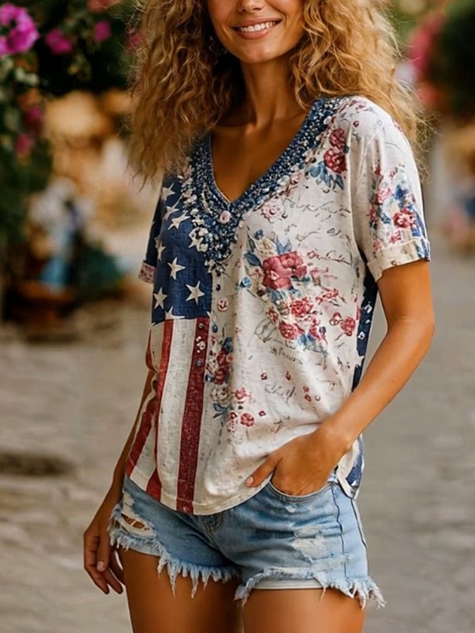 Women's Casual  Short-Sleeve Top