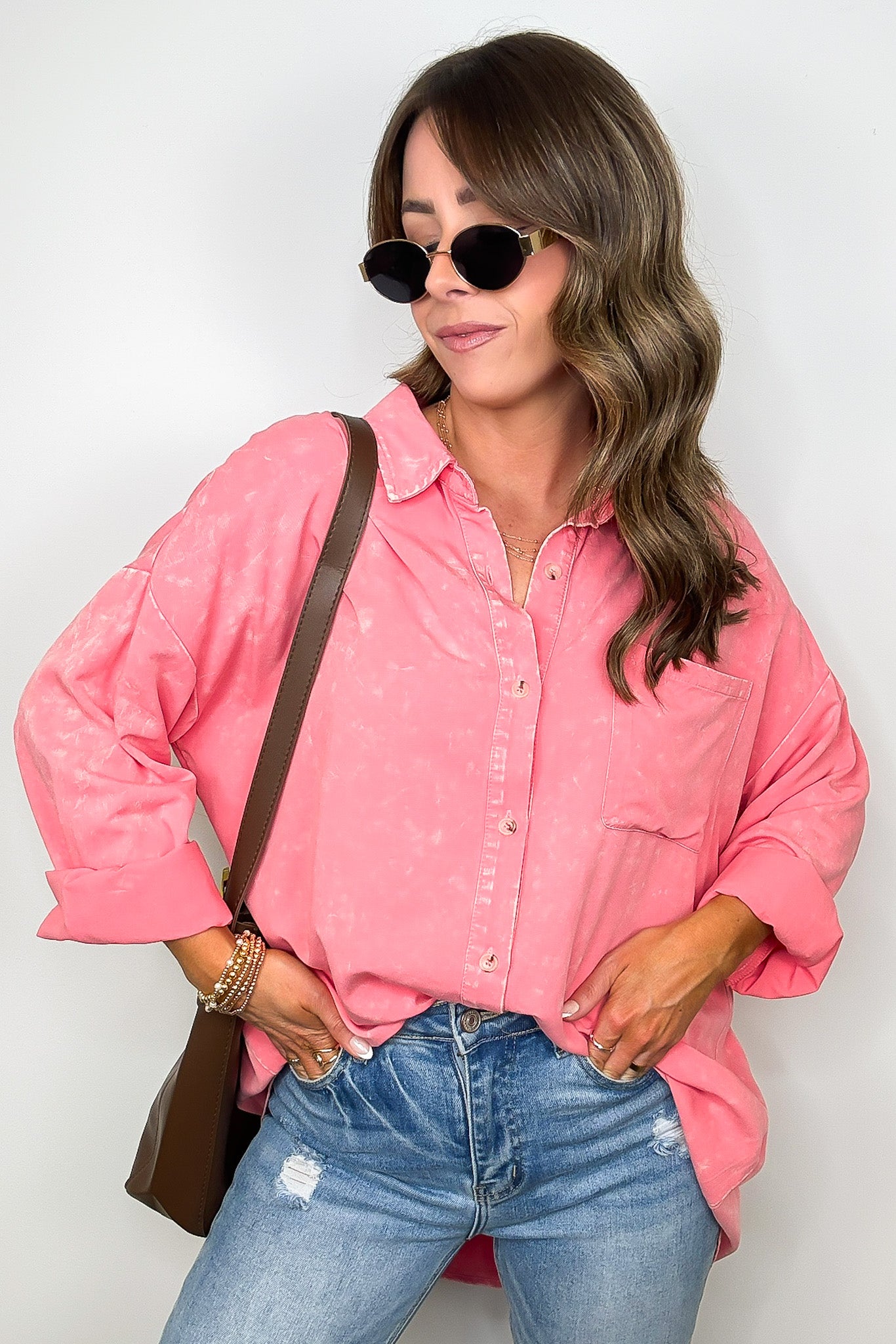 Mineral Wash Button Down Top