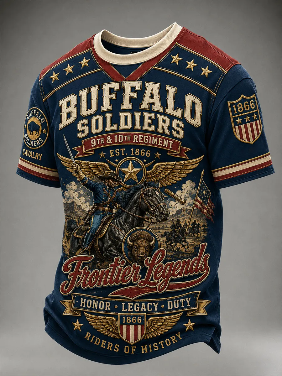Buffalo Soldier Vintage Frontier Legends 3D Graphic T-Shirt