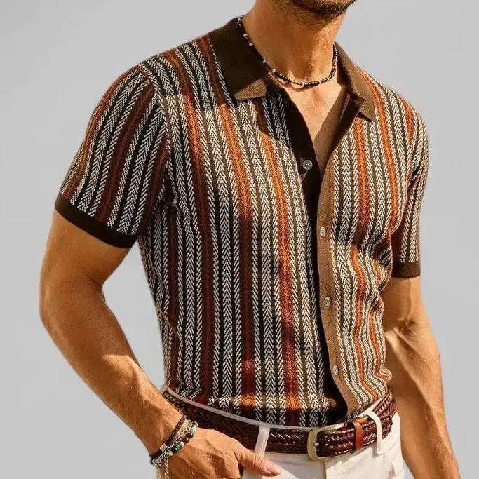 Men's Vintage Button-Up Sweater — Lightweight, Non-Stretch Shirt Style (Spring/Summer)