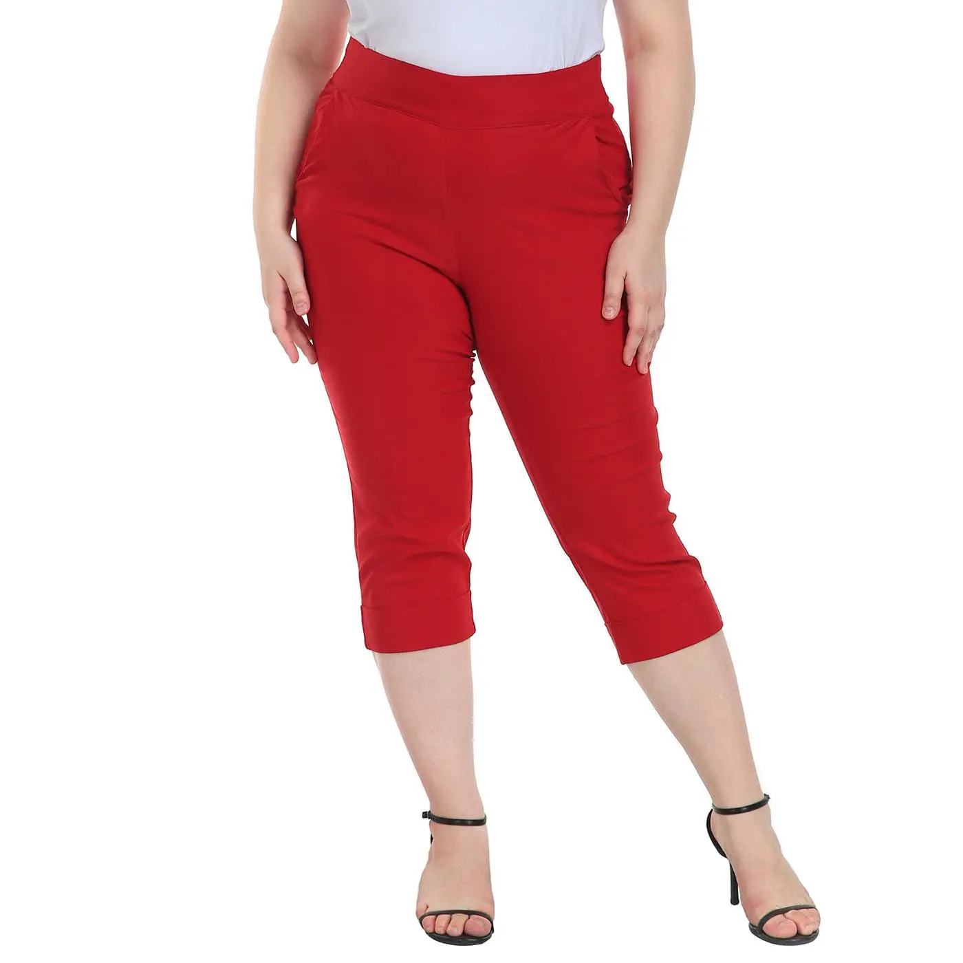 Women's Plus-Size Tie-Free Capri Pants