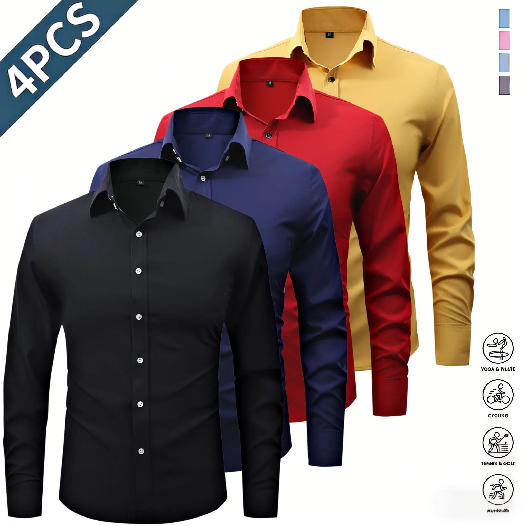 Men’s long-sleeve shirts with a notched lapel collar