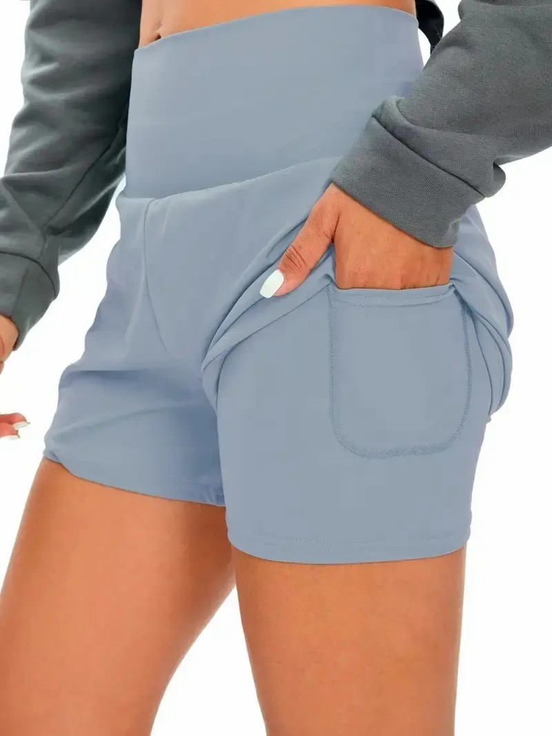 💝Last day promotion-⏰[2-in-1 Anti-Exposure Sports Shorts] Women's 2-in-1 Sports Shorts, Anti-Exposure Running Shorts With Pockets