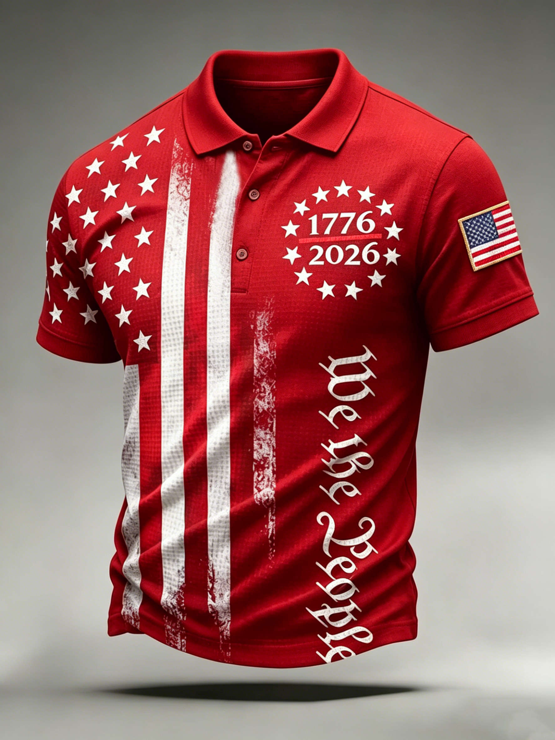 Men'S Casual 250Th Anniversary Celebration Of The Founding Of The United States Independence Day Personalized Printed Polo Shirt