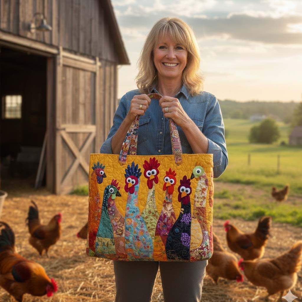Funky Chicken Quilted Tote Bag GFTOHD7929