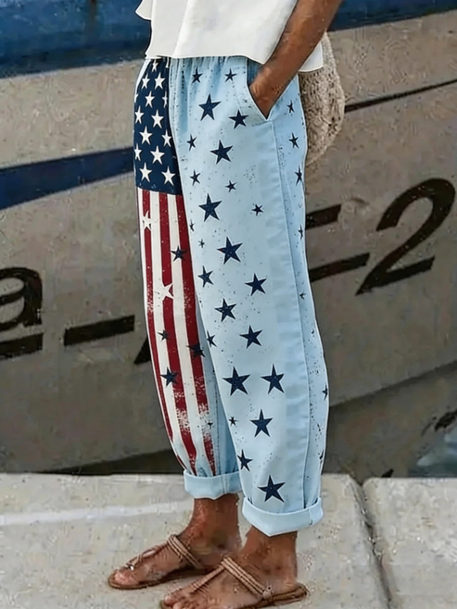 Women Striped Long Pants Vintage Spring/Fall Trousers