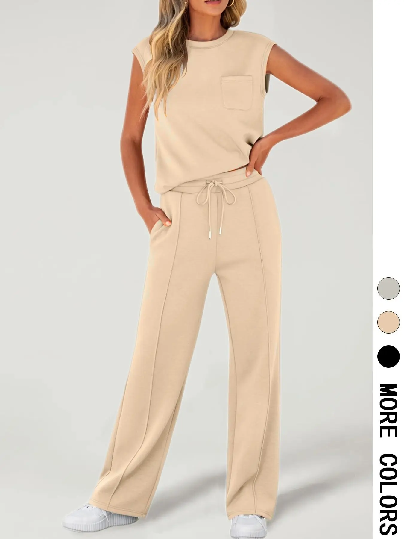 ⚡FINAL SALE⚡- Women's Solid-Color Slim-Fit Vest and Trousers Two-Piece Set