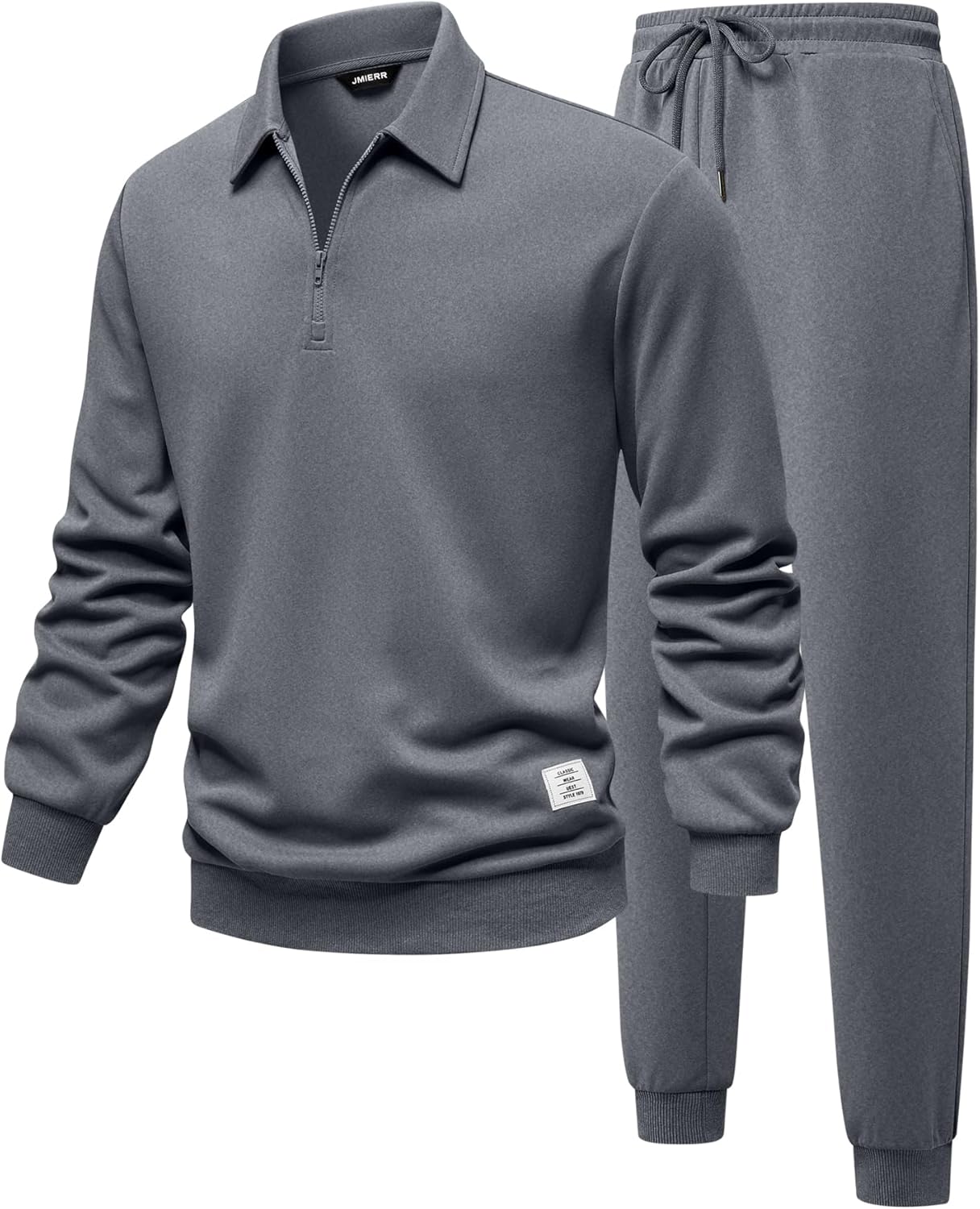 Men's Track Suits 2 Piece Outfits Quarter Zipper Polo Shirt Tracksuit & Joggers Sweatpants Sweatsuit Sets