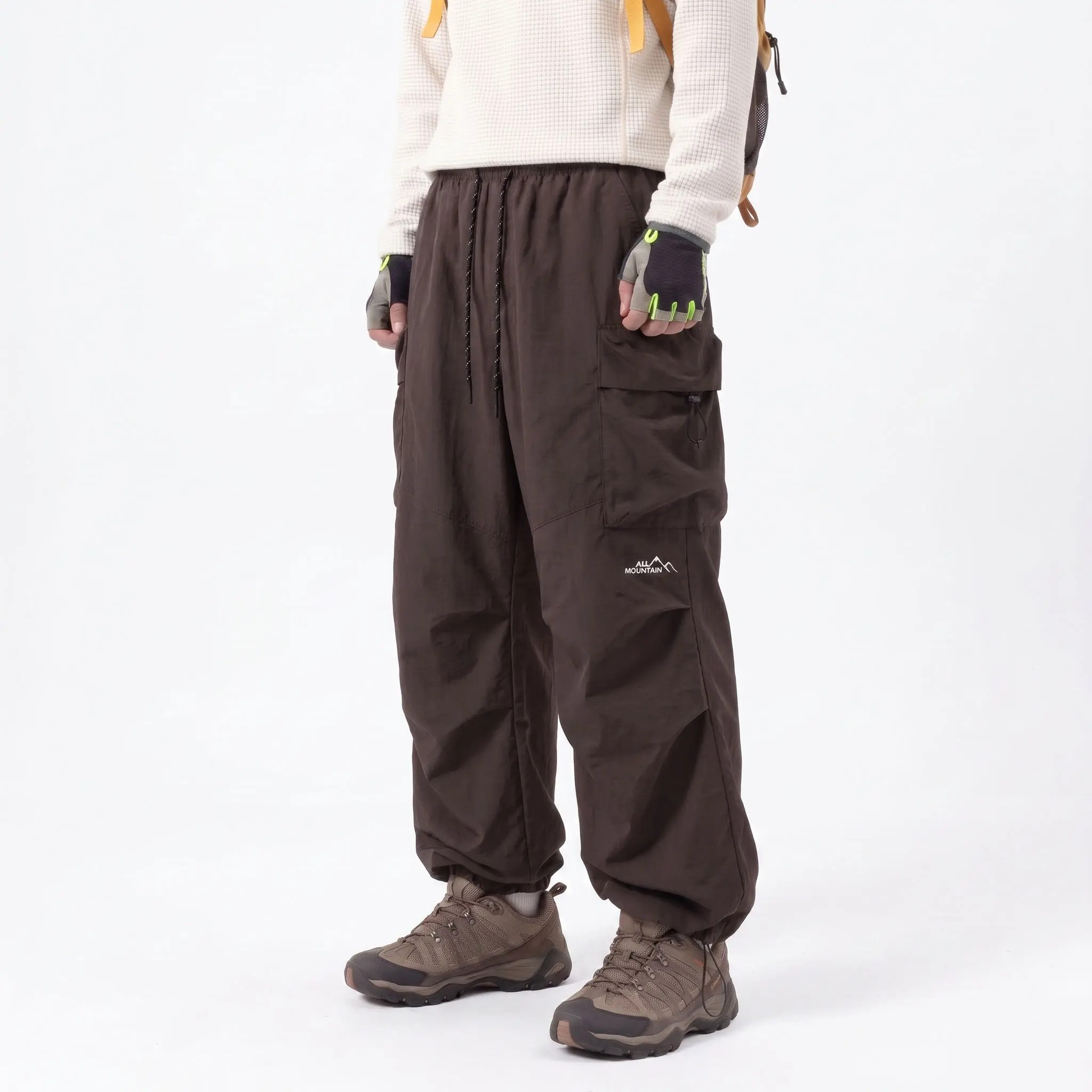 Unisex Baggy Cargo Parachute Pants – Lightweight Water-Resistant Outdoor Hiking Trousers, Loose-Fit Gorpcore Streetwear