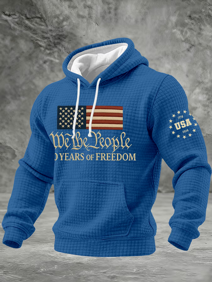 Men'S Casual Printed Checkered Hooded Sweatshirt