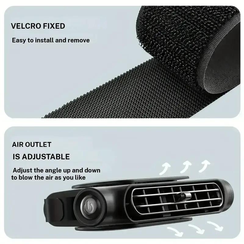 🎁Car Seat Velcro Fan: 3 Adjustable Speeds, Built-In 3000mAh Battery, USB Charging, Suitable For Cars, Golf Carts, And Travel RVs