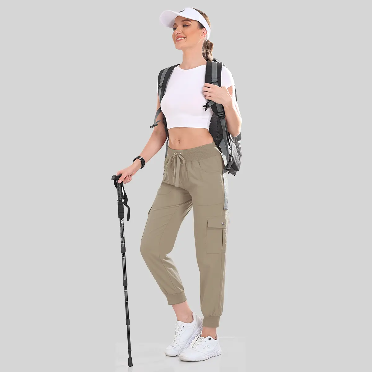 PLUS SIZE Lightweight Hiking Cargo Pants Outdoor Quick Dry Casual Travel Sweatpants Joggers Elastic Waist 6 Pockets