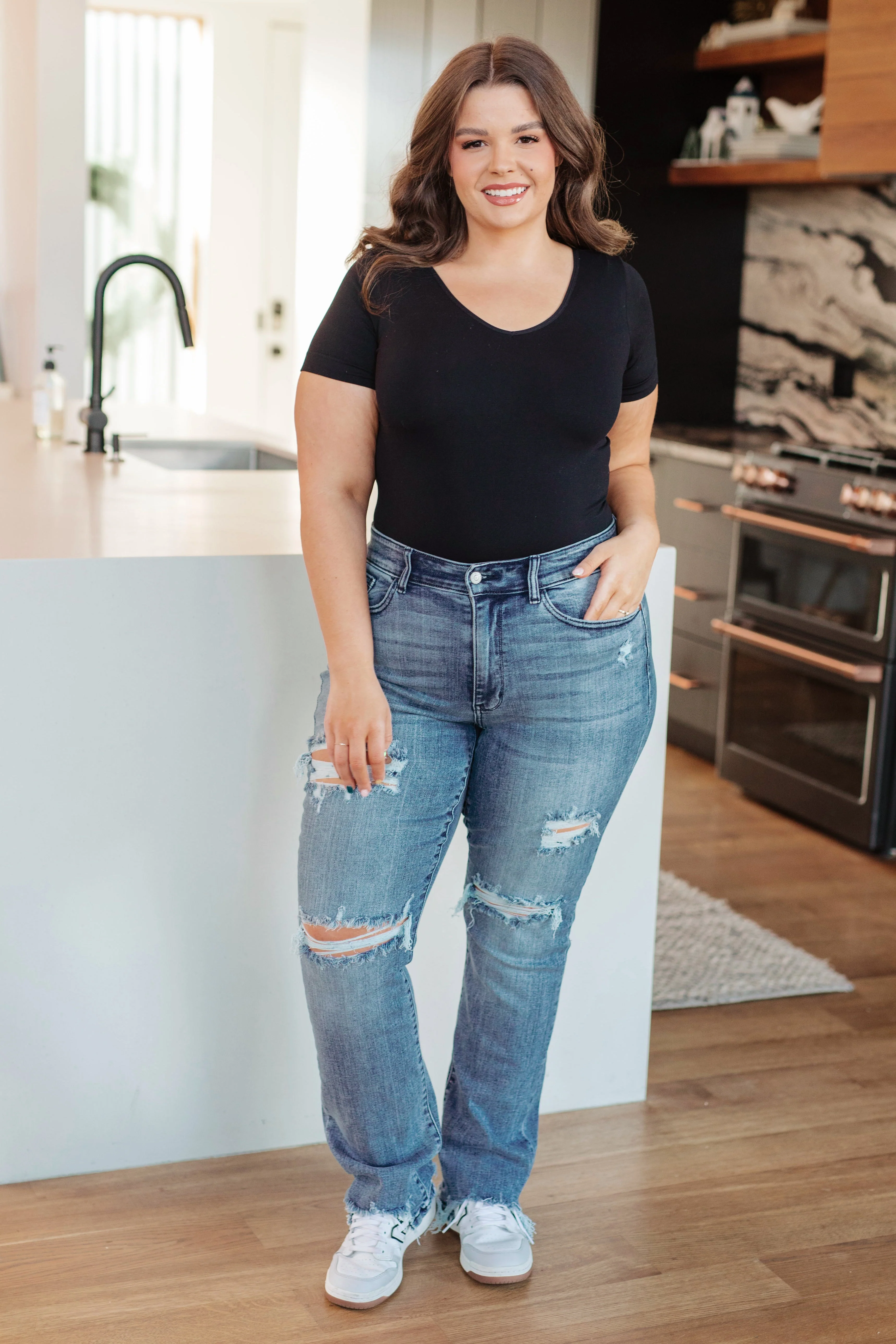Destroyed Straight Jeans