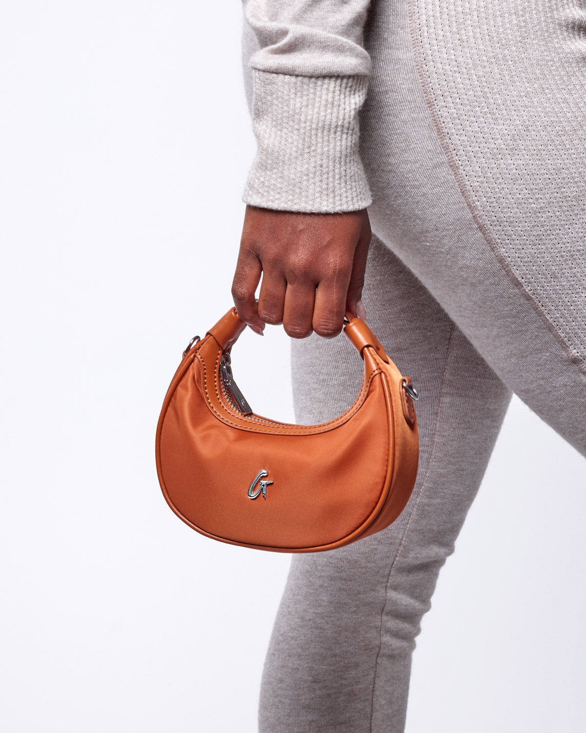 NANO NYLON HOBO BAG - BROWN