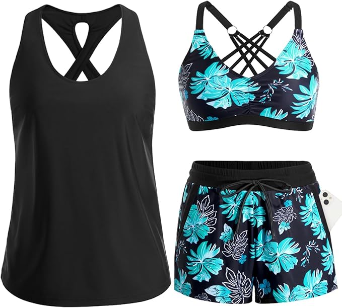 ⏰LAST DAY 90% OFF - 3 Piece Tankini with Shorts 🔥