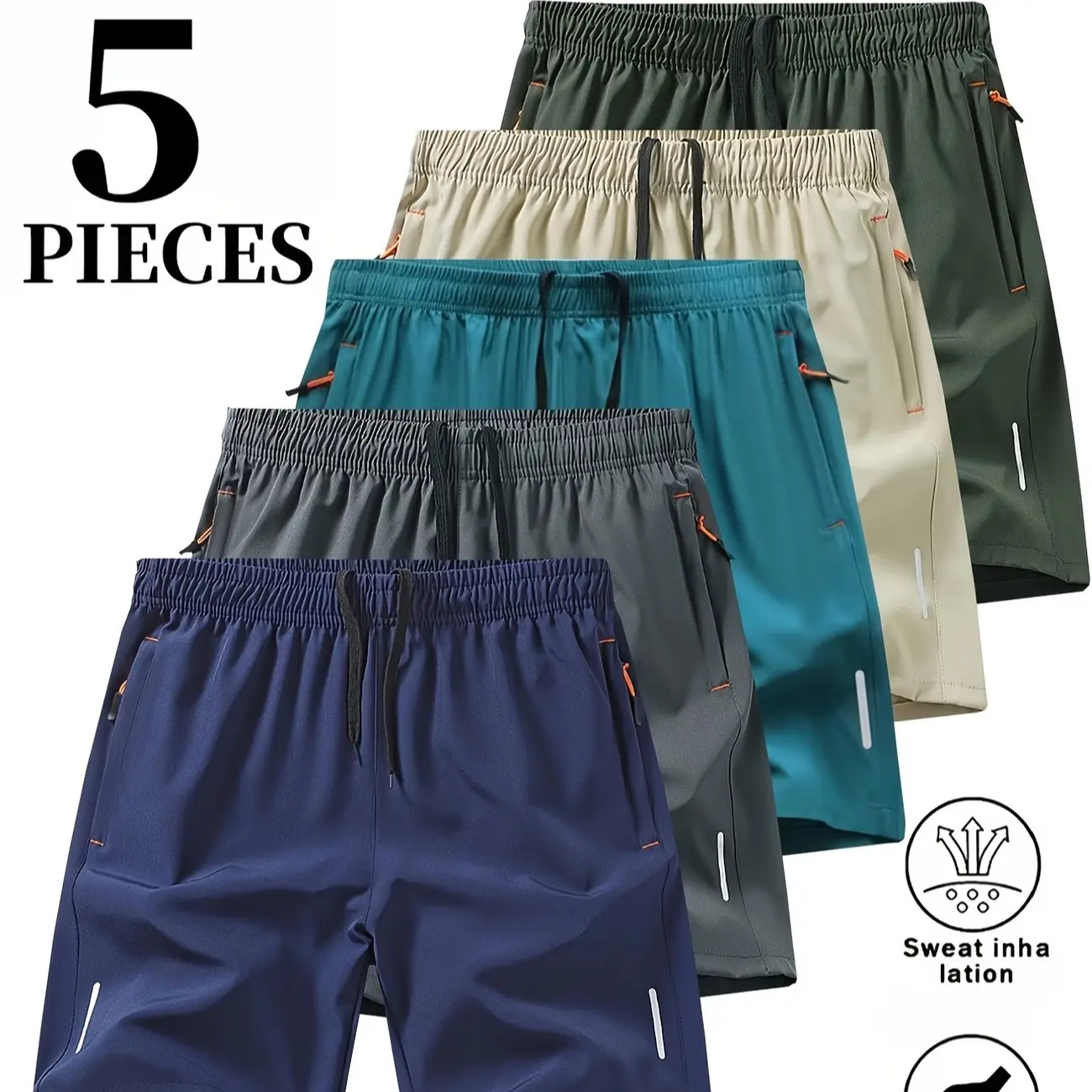Men's 5-Pack Dry-Fit Gym Shorts Comfortable & Breathable