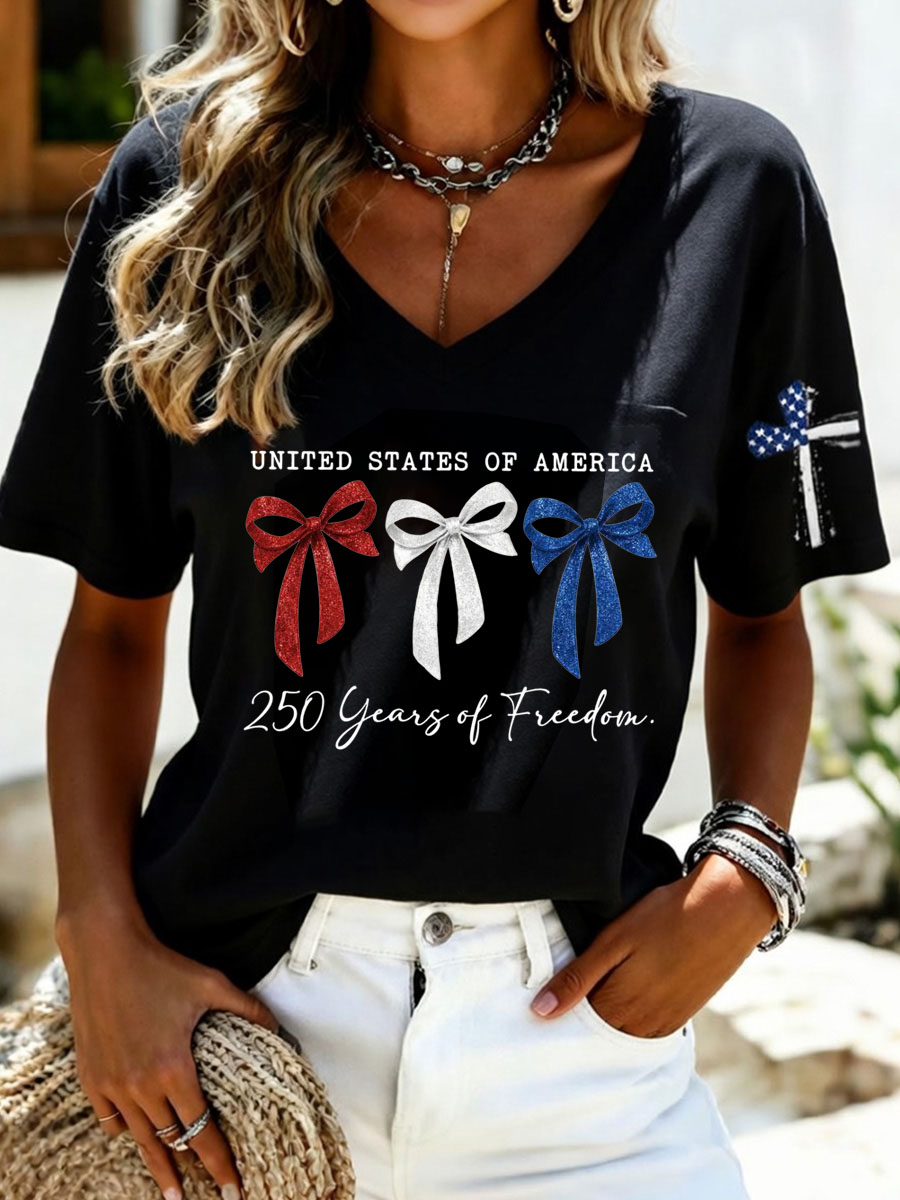 Women's Casual 250th Anniversary Independence Day Printed T-shirt