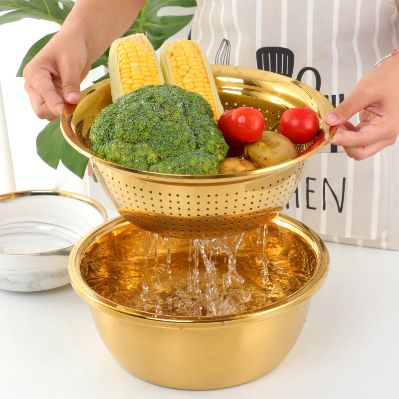Stainless Steel Strainer-Grater Bowl