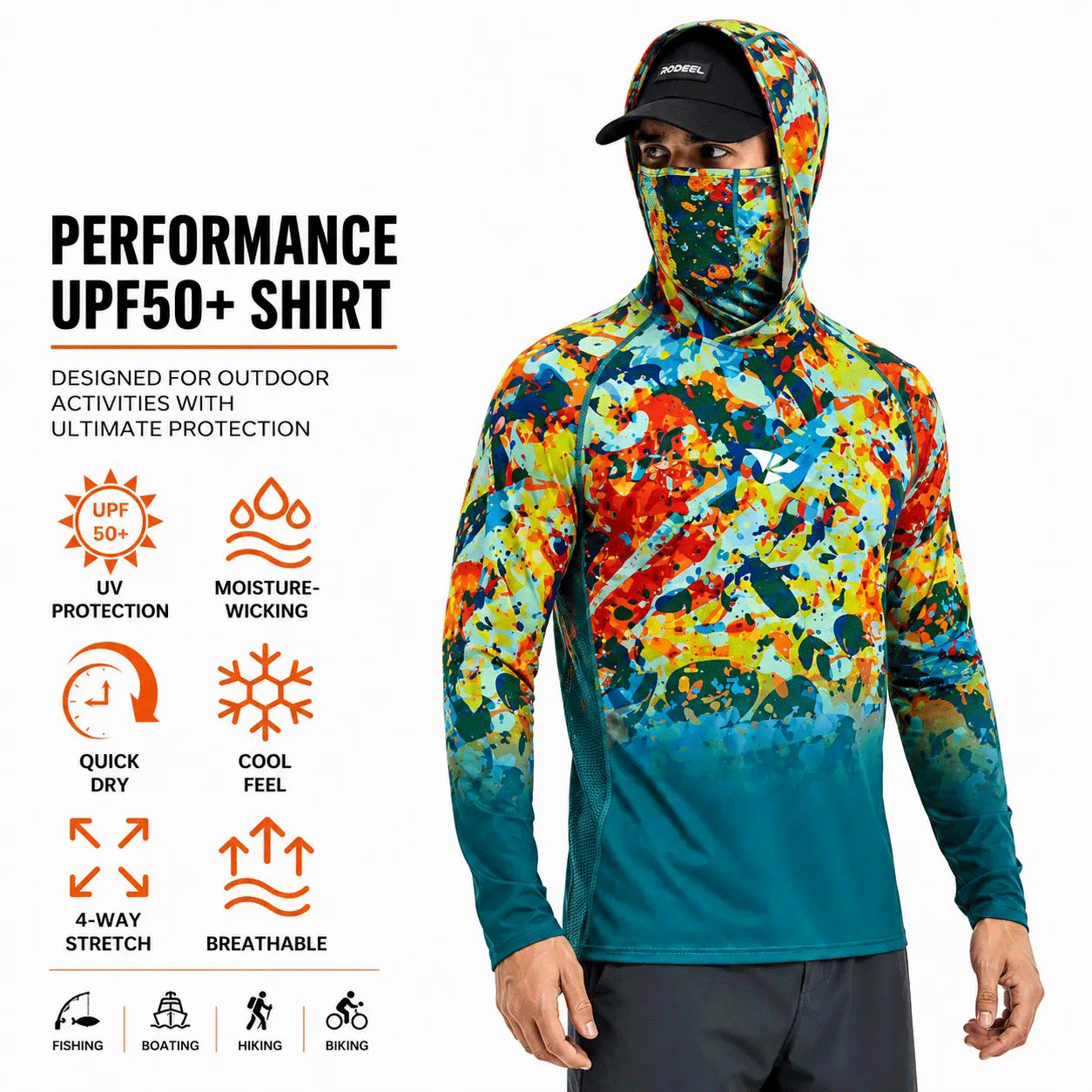 Men’s UPF 100 Sun Protection Hoodie with UV Detection
