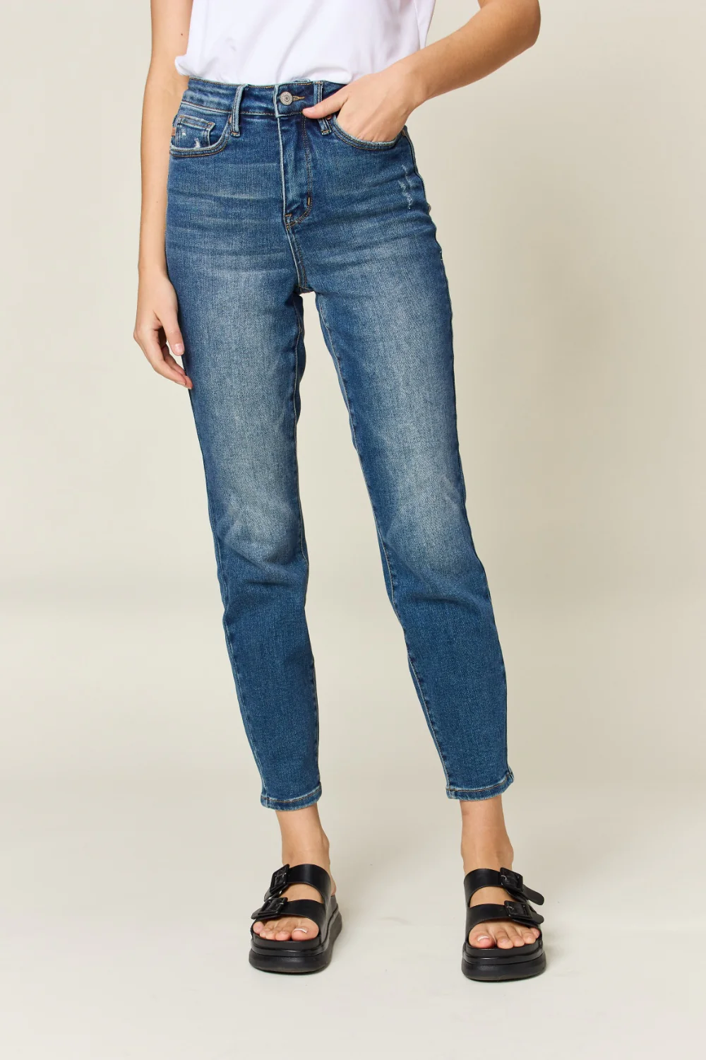 Blue Full Size Tummy Control High Waist Slim Jeans