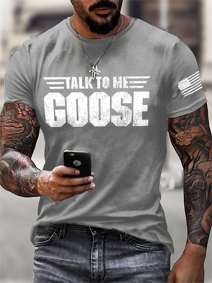 Men's Retro Talk To Me Goose Print T-Shirt