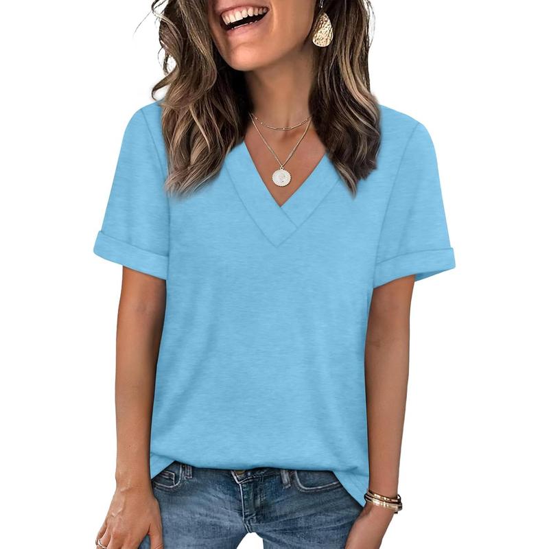 Women's Casual V-Neck Short Sleeve T-Shirt