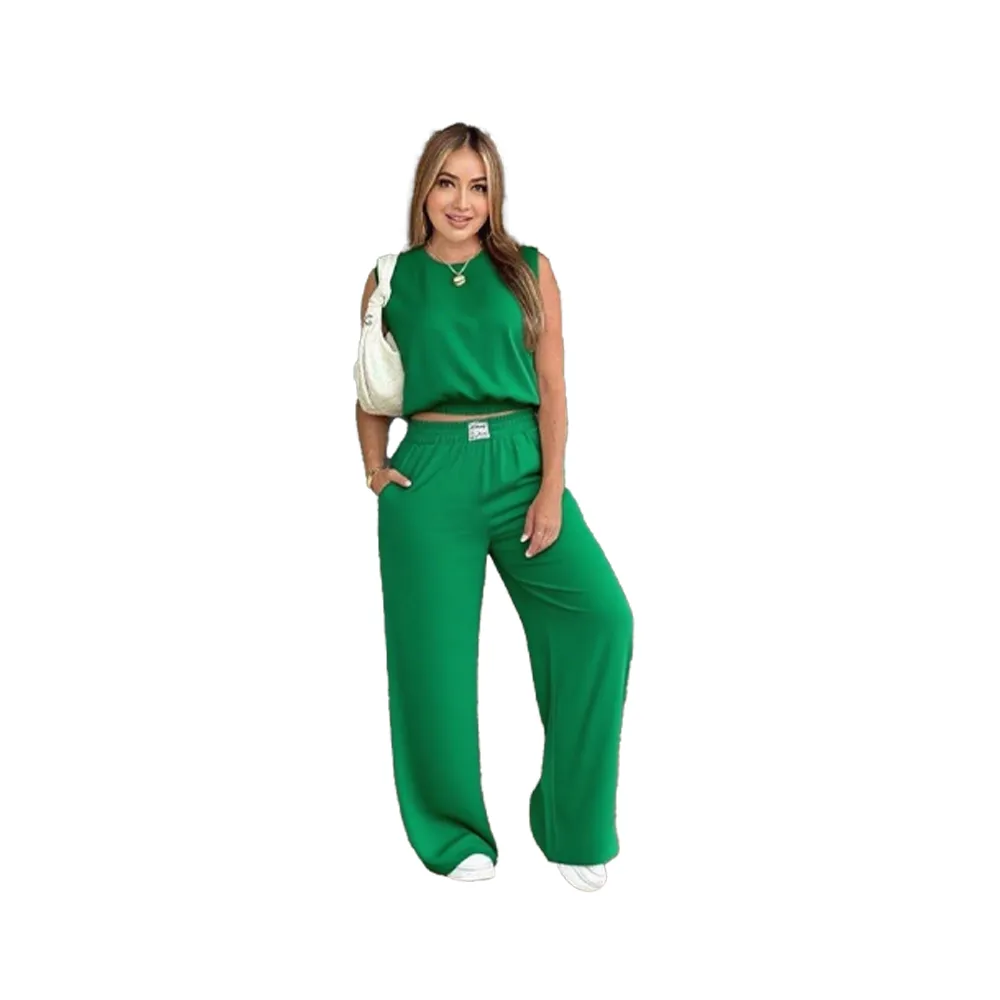 Women's Solid Color Tank Top & Wide Leg Pants Set (Just $3 Each!)