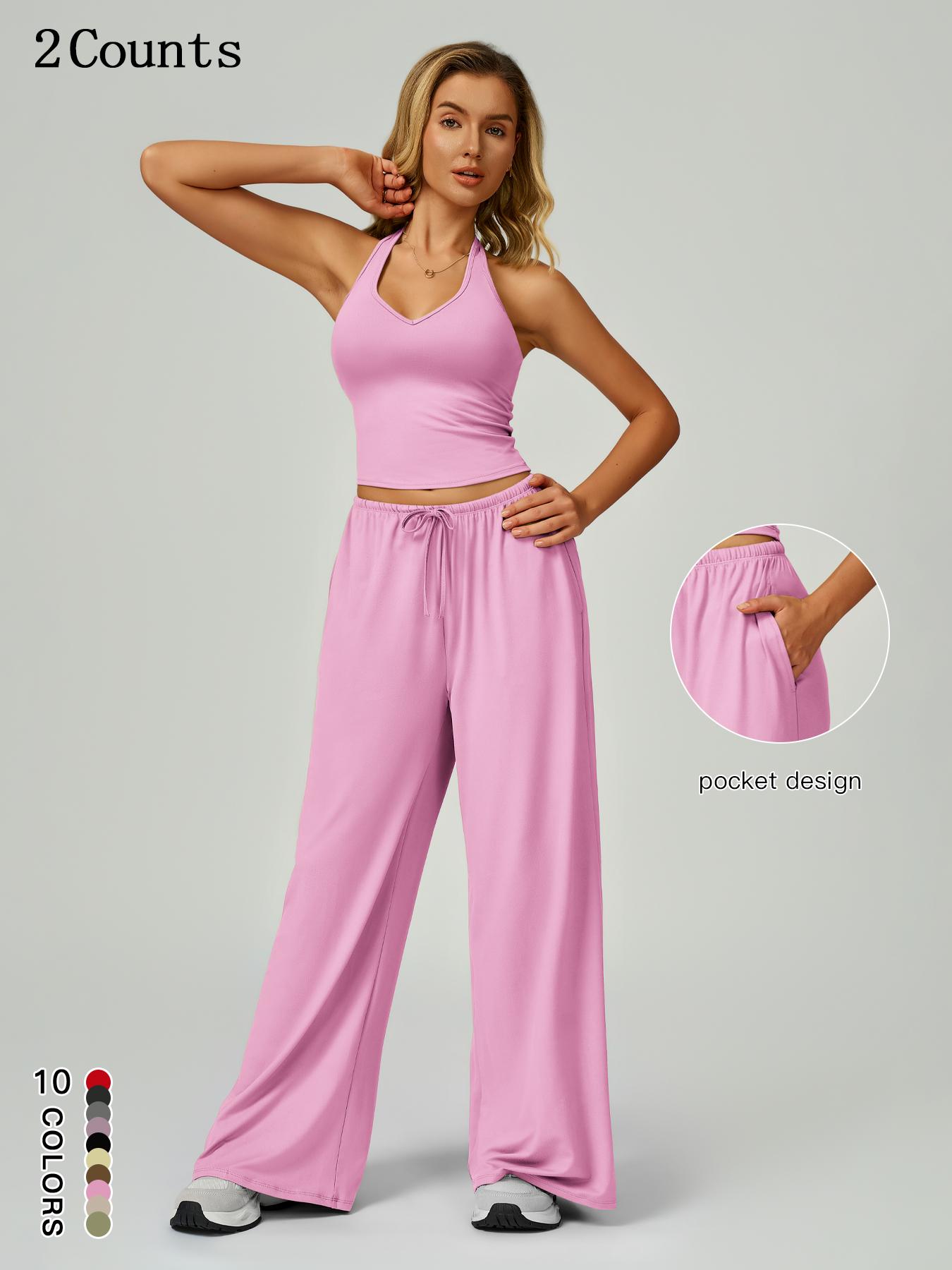 Women's Halter Top & Wide Leg Pants Sports Set