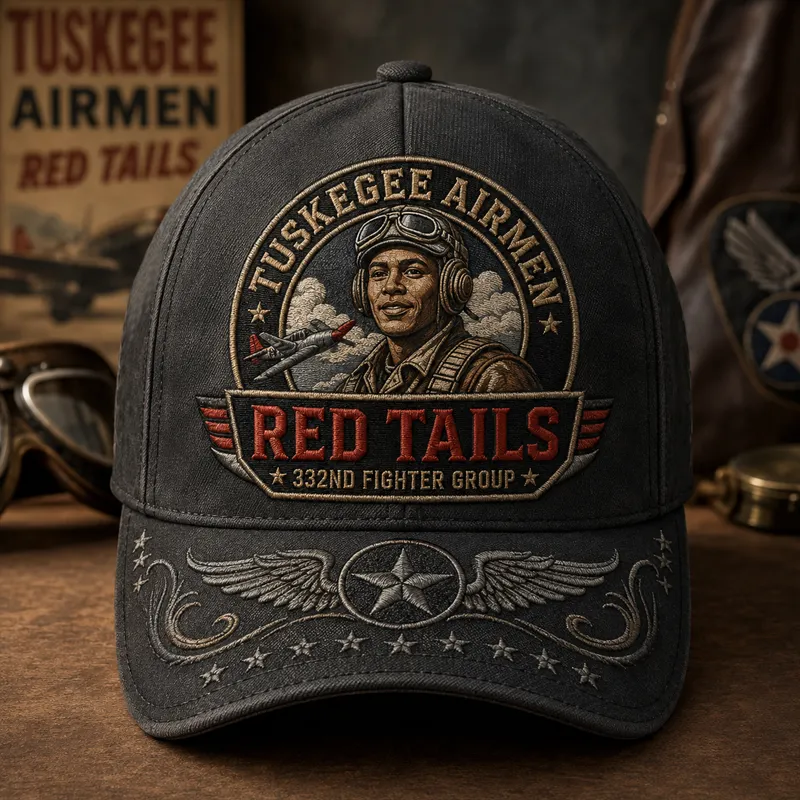 Tuskegee Pilot Red Tail Print Casual Baseball Cap