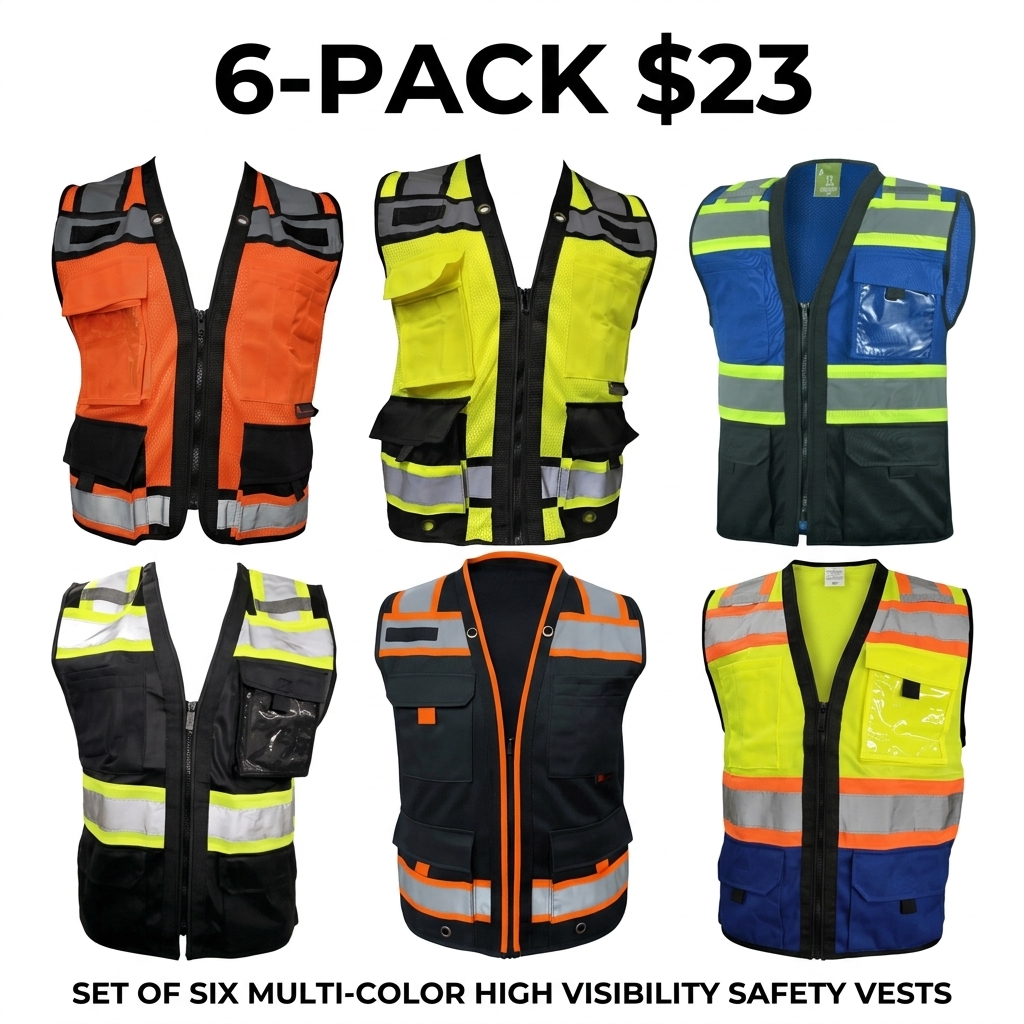 Superintendent Vest, High Visibility Reflective Safety, Mesh Safety Vest with Zipper and Multi pockets AMERICAN SIZE