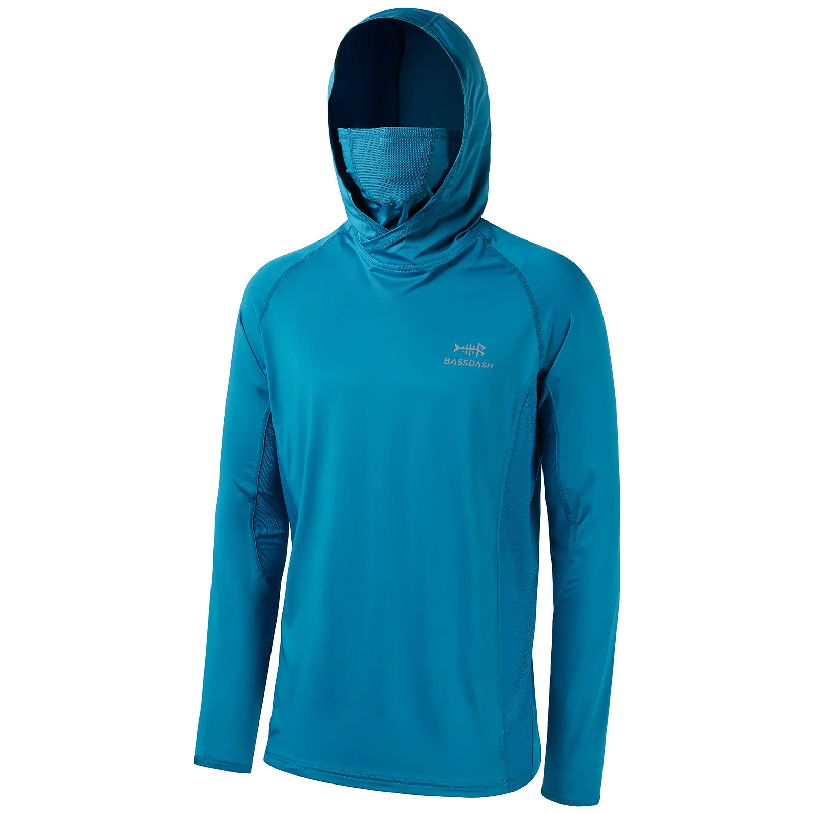 UPF 50+ Men’s Long Sleeve Fishing Shirt with Mask UV Neck Gaiter Hoodie