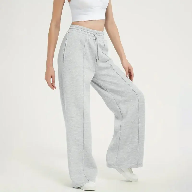Women's Simple Design Straight Leg Drawstring Baggy Lounge Pants
