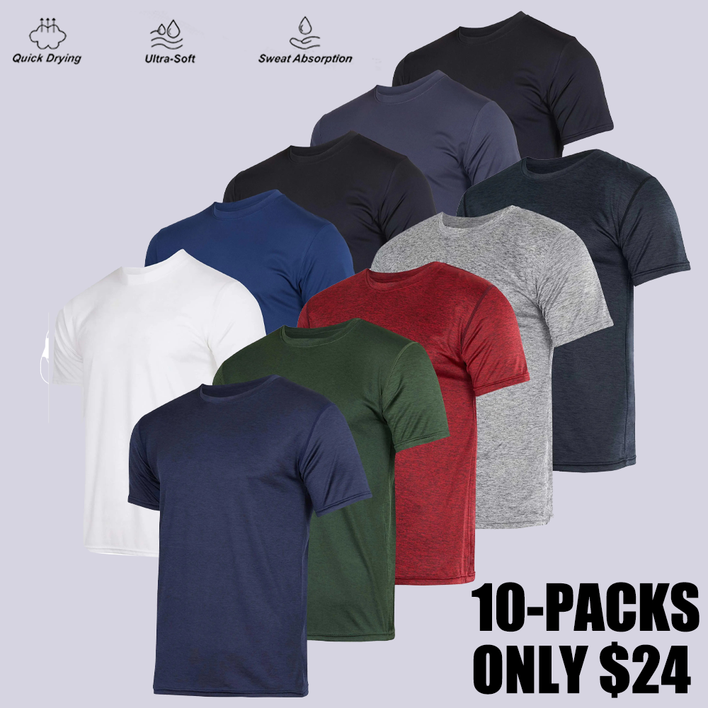 Men's Short Sleeve Dry Fit Active Crew Neck T Shirt