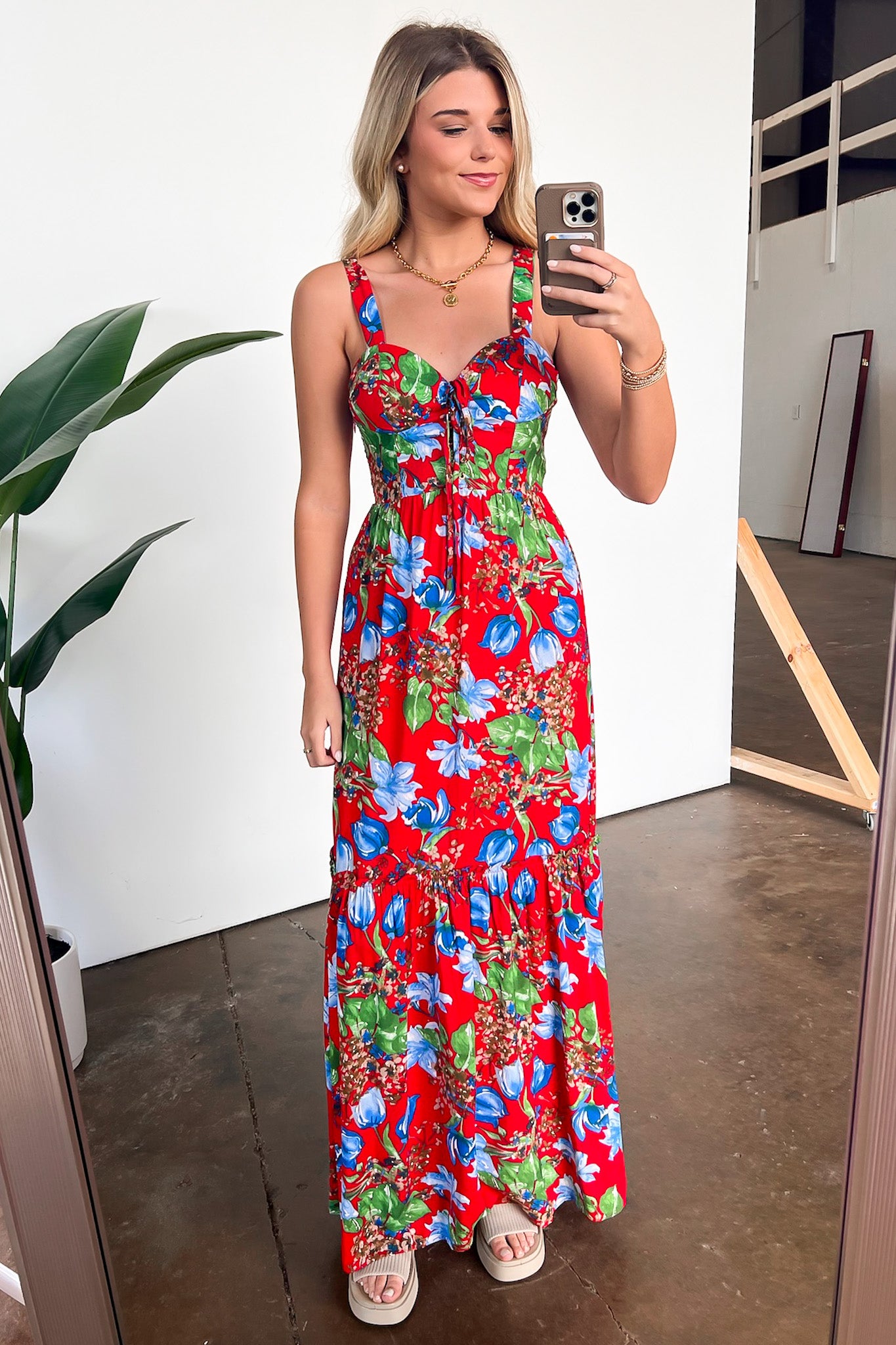 V-Neck Floral Maxi Dress