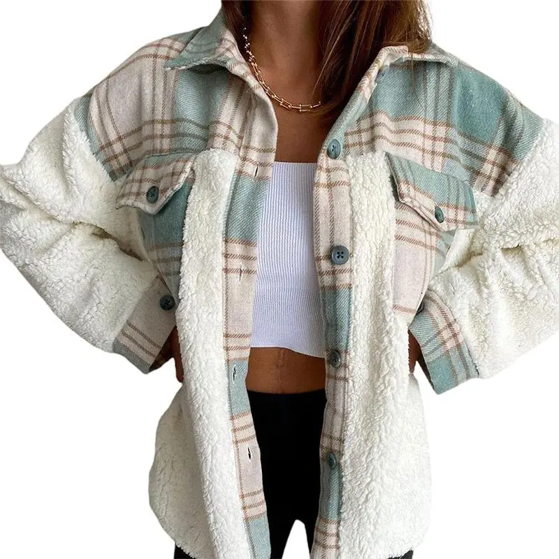 Women's Sherpa Leopard Plaid Shacket