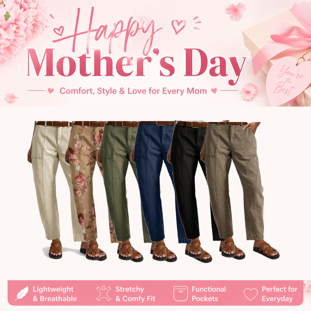 Mother's Day Sale💕Mid Waist Baby Barrel Fit Deep Pockets Pants