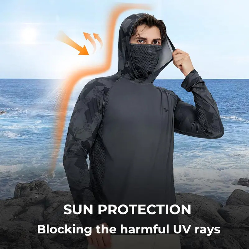 Men's Sun Protection Hoodie (with Face Mask/Neck Gaiter) — UPF 50+ UV Protection