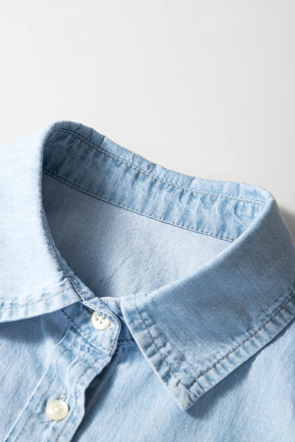 Light Denim Collared Sleeveless Shirt