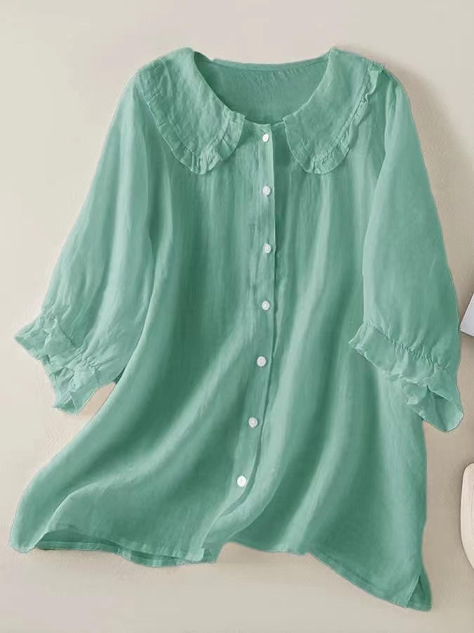 Women‘s Peter Pan Collar Cotton Shirt